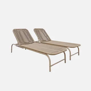Chaise longue métal corde 4 positions lot 2 bains de soleil Orika
