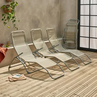 Klappbare Gartenliege Stahl 2 Positionen Set 4 Stück