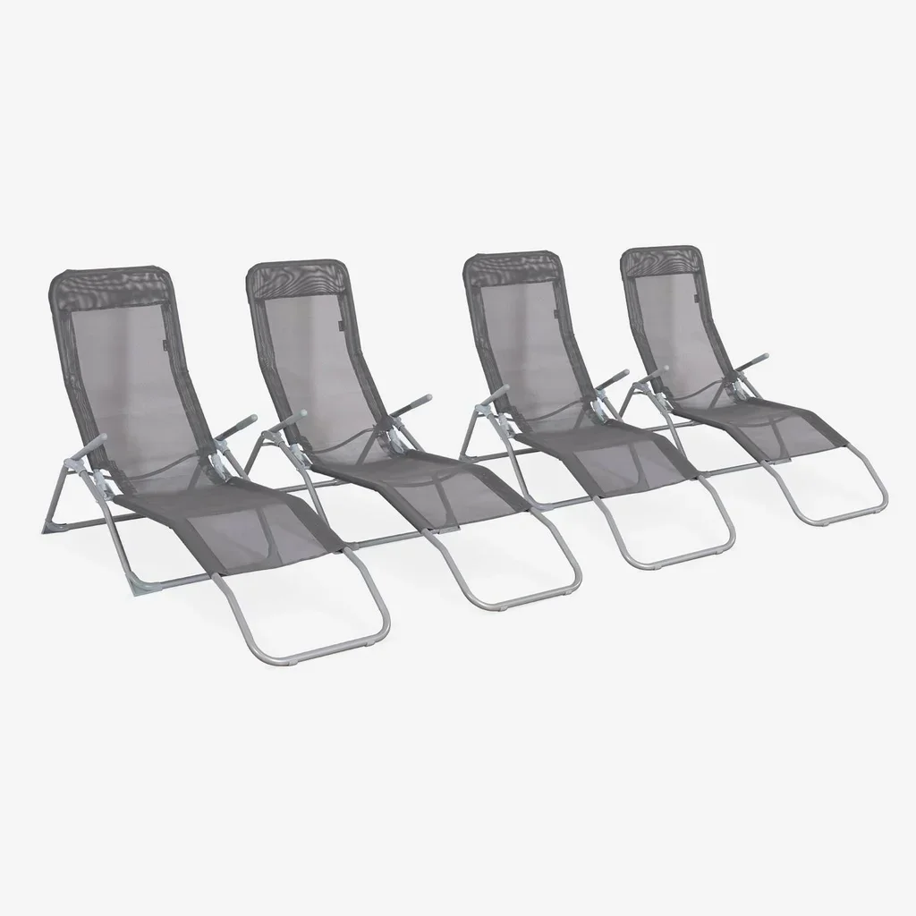 Klappbare Stahl Textilene Gartenliege Set 4 Stück