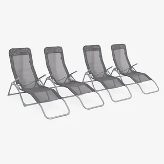 Klappbare Stahl Textilene Gartenliege Set 4 Stück