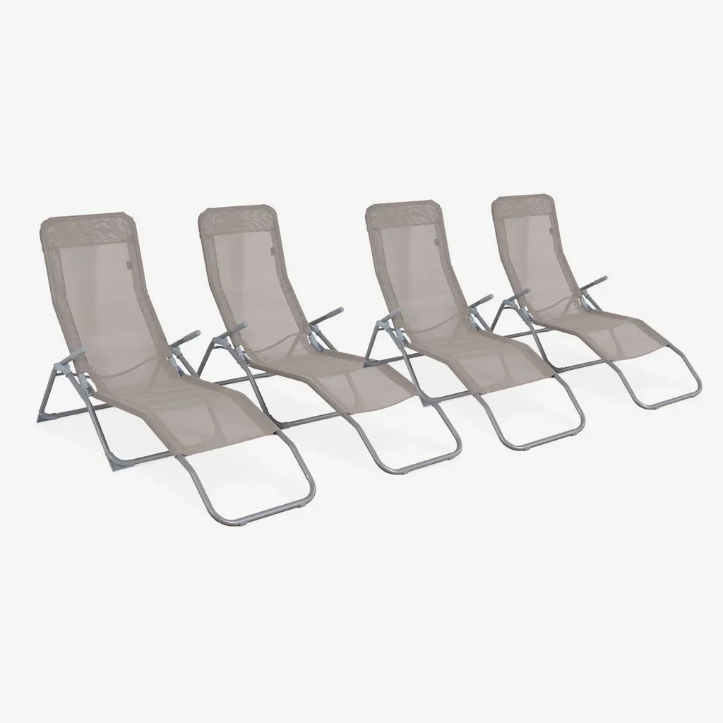 Klappbare Gartenliege Stahl 2 Positionen Set 4 Stück