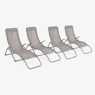 Klappbare Gartenliege Stahl 2 Positionen Set 4 Stück