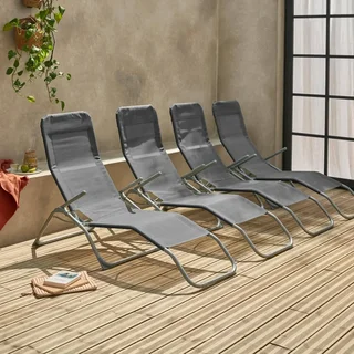 Klappbare Stahl Textilene Gartenliege Set 4 Stück