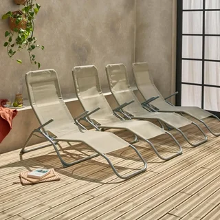 Klappbare Gartenliege Stahl 2 Positionen Set 4 Stück