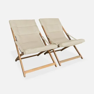 Chilienne pliante bois eucalyptus assise rembourrée lot 2