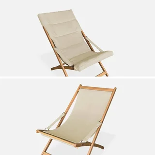 Chilienne pliante bois eucalyptus assise rembourrée lot 2
