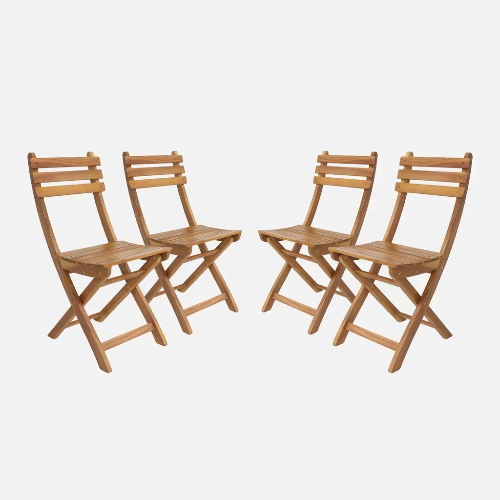 Chaise pliante jardin bois acacia lot 4 Calena naturel