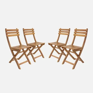 Chaise pliante jardin bois acacia lot 4 Calena naturel