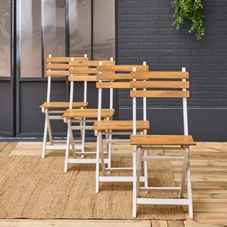 Chaise pliante jardin bois acacia lot 4 - Calena terrasse extérieur