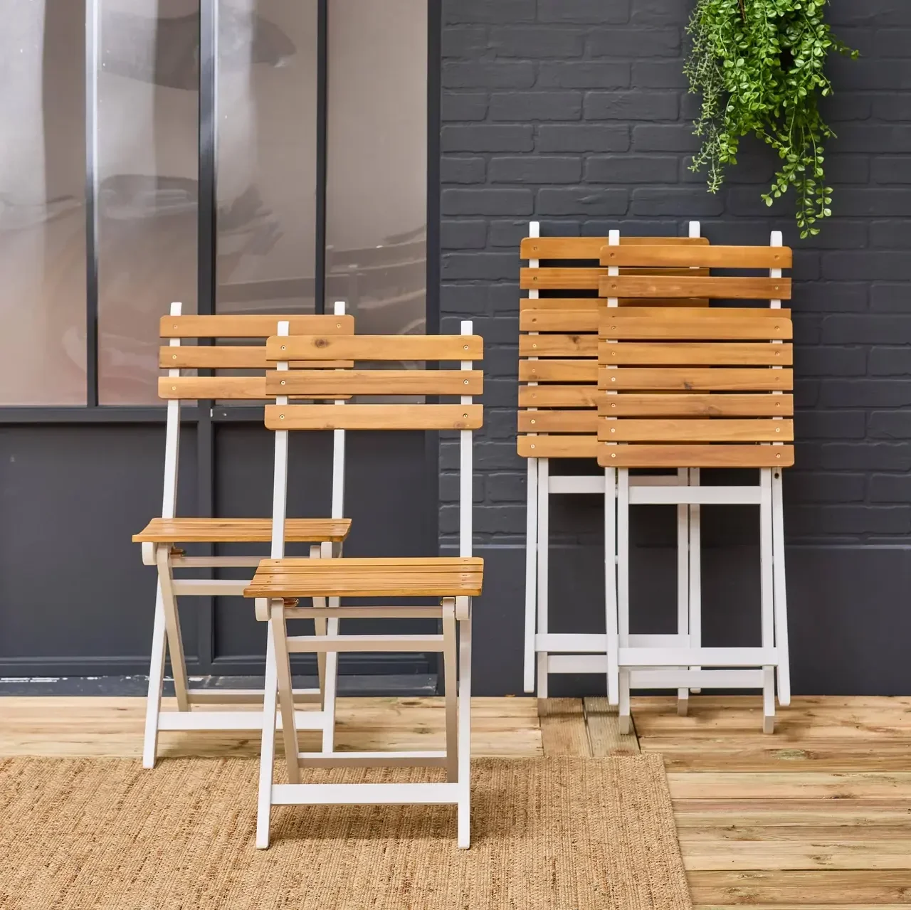 Chaise pliante jardin bois acacia lot 4 - Calena terrasse extérieur