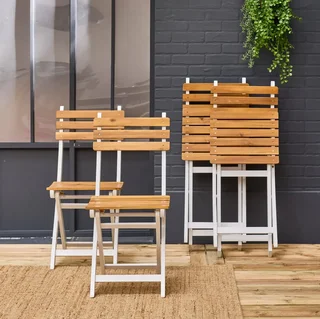 Chaise pliante jardin bois acacia lot 4 - Calena terrasse extérieur