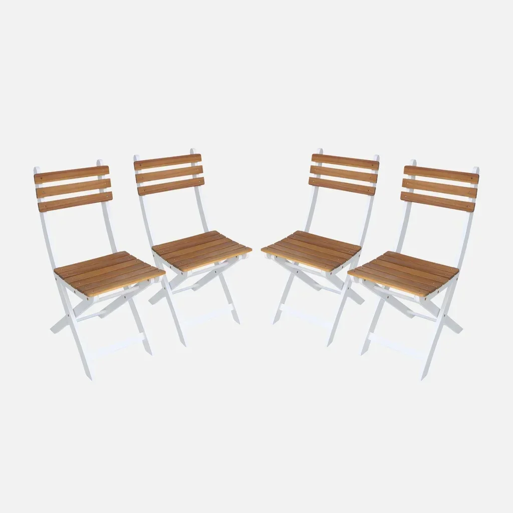 Chaise pliante jardin bois acacia lot 4 - Calena terrasse extérieur