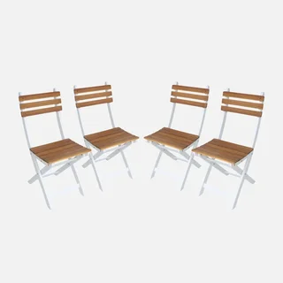 Chaise pliante jardin bois acacia lot 4 - Calena terrasse extérieur