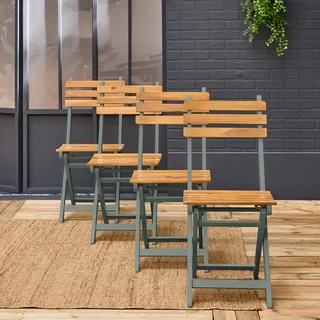 Chaise pliante jardin bois acacia lot 4 Calena extérieur