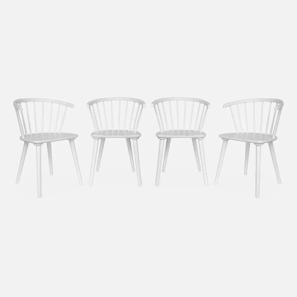 Chaise scandinave barreaux bois hévéa contreplaqué lot 4 Paula