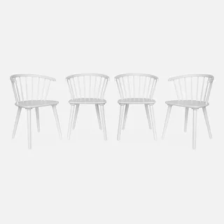 Chaise scandinave barreaux bois hévéa contreplaqué lot 4 Paula