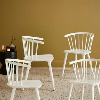 Chaise scandinave barreaux bois hévéa contreplaqué lot 4 Paula
