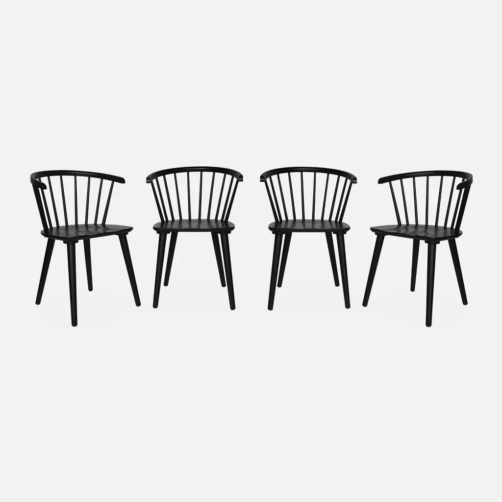 Chaise scandinave barreaux bois hévéa contreplaqué lot 4