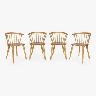 Lot de 4 chaises scandinaves bois hévéa dossier barreaux - Collection Paula