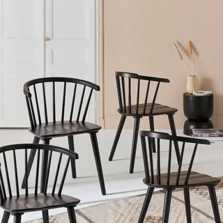 Chaise scandinave barreaux bois hévéa contreplaqué lot 4