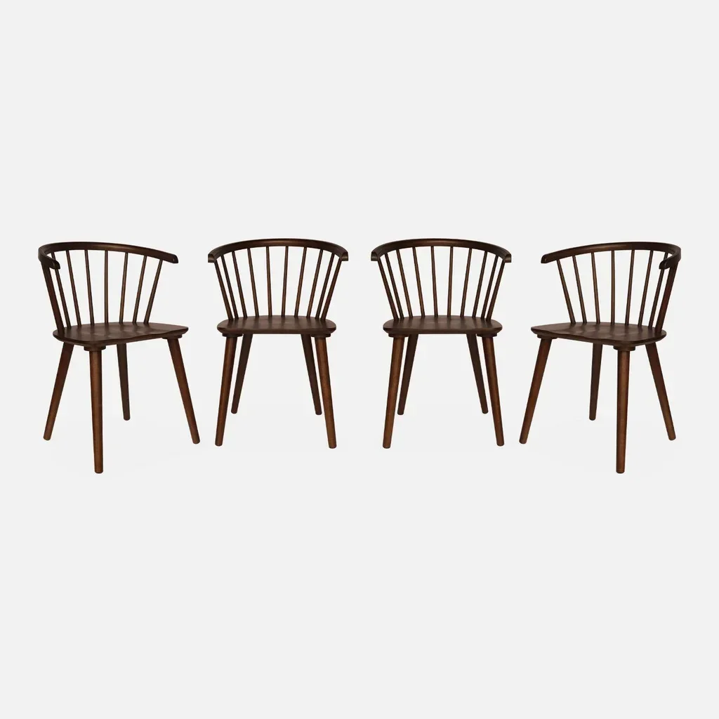 Lot de 4 chaises scandinaves Paula bois hévéa barreaux verticaux salle à manger