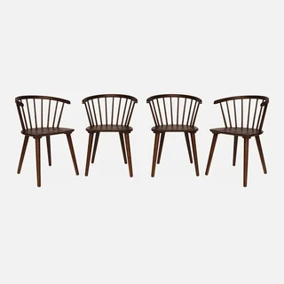 Lot de 4 chaises scandinaves Paula bois hévéa barreaux verticaux salle à manger