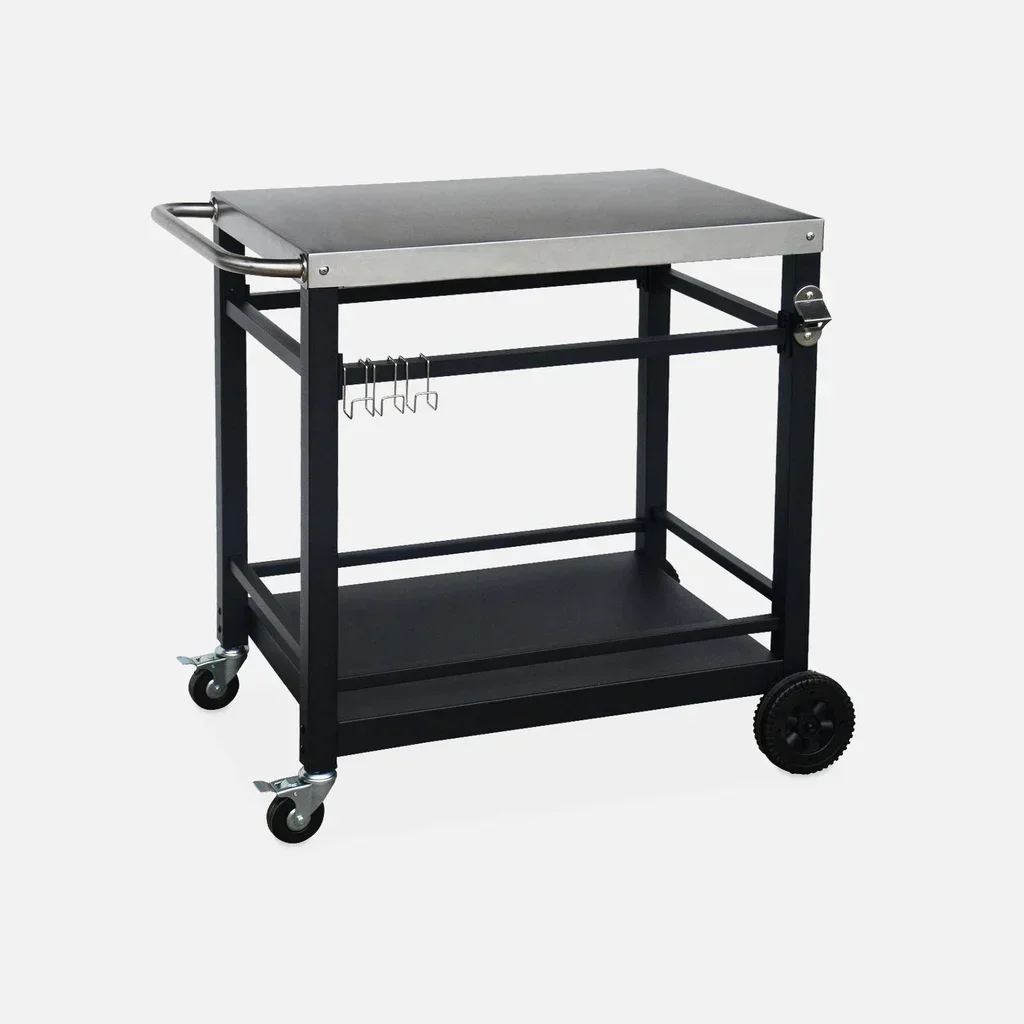 Carrito de Jardín Metálico 88 cm con Ruedas y Asa - Carro de Transporte Resistente