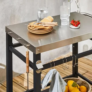Carrito de Jardín Metálico 88 cm con Ruedas y Asa - Carro de Transporte Resistente