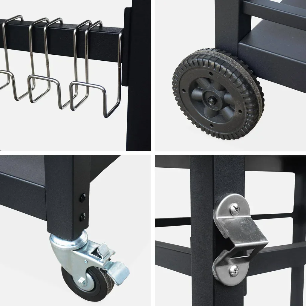 Carrito de Jardín Metálico 88 cm con Ruedas y Asa - Carro de Transporte Resistente