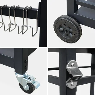 Carrito de Jardín Metálico 88 cm con Ruedas y Asa - Carro de Transporte Resistente