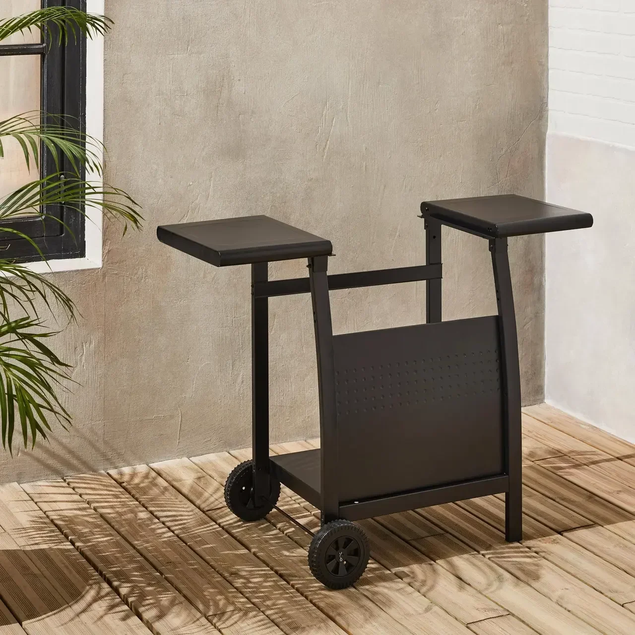 Chariot plancha 2 feux acier Porthos avec rangement gaz et roues