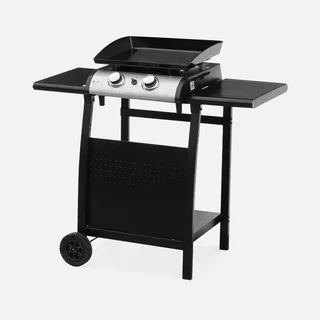 Chariot plancha 2 feux acier Porthos avec rangement gaz et roues