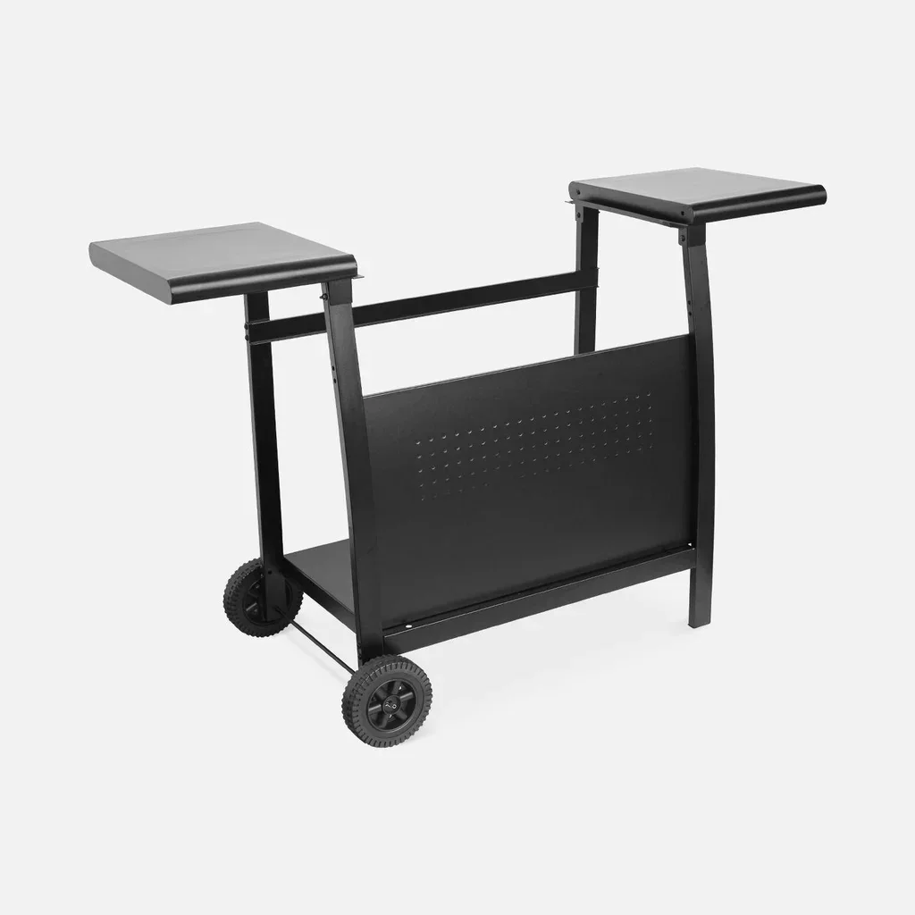 Chariot plancha 3 feux acier inox avec rangement gaz et roues