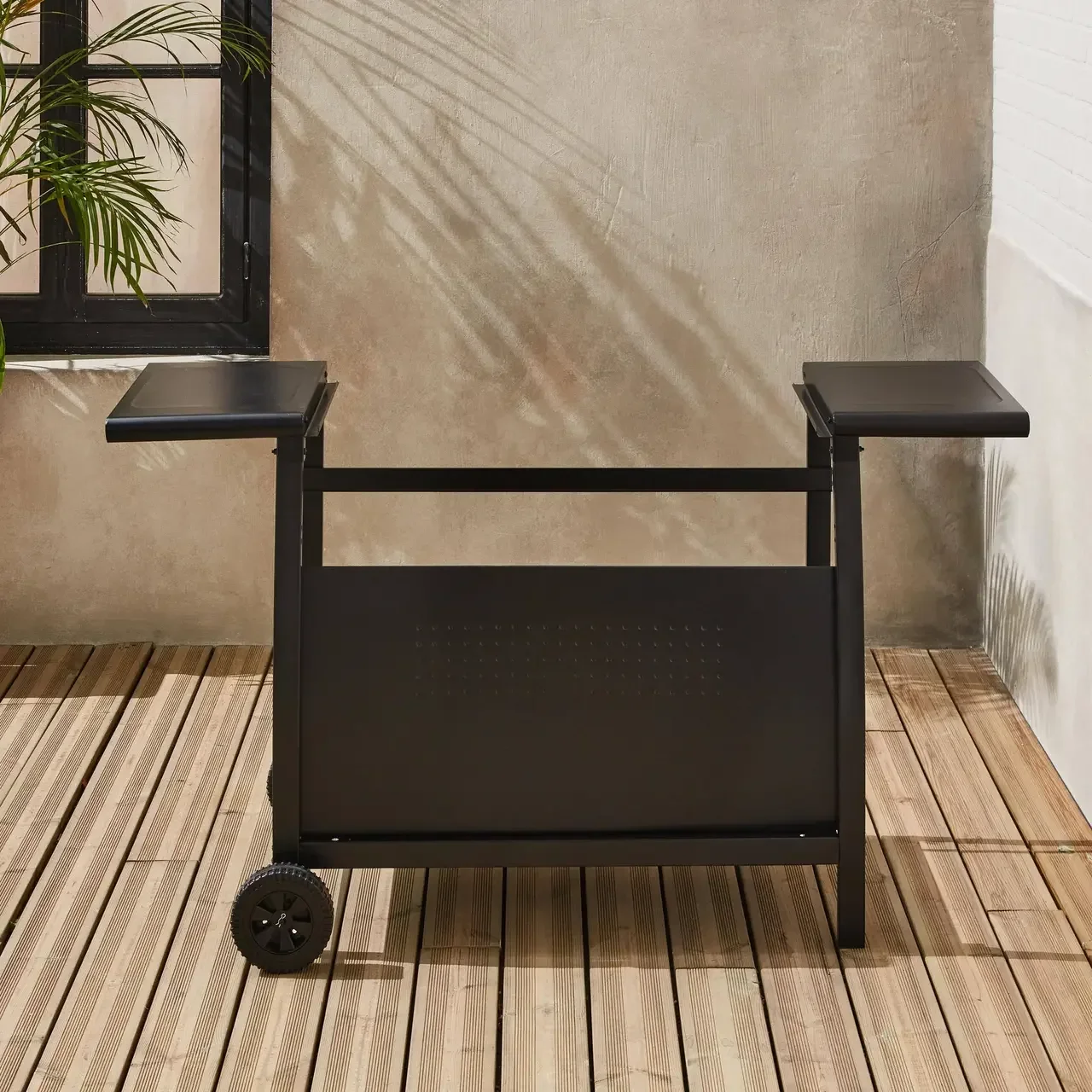 Chariot plancha 4 feux acier inoxydable avec rangement gaz