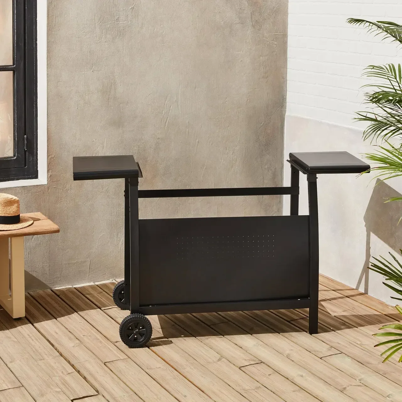Chariot plancha 4 feux acier inoxydable avec rangement gaz