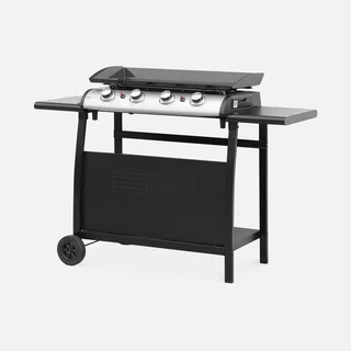 Chariot plancha 4 feux acier inoxydable avec rangement gaz