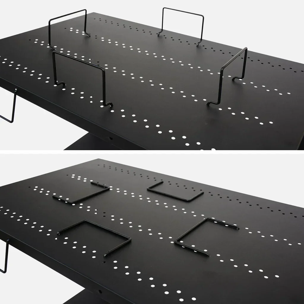 Desserte plancha acier modulable avec roues et crochets rangement