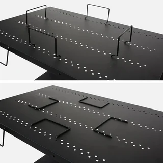 Desserte plancha acier modulable avec roues et crochets rangement