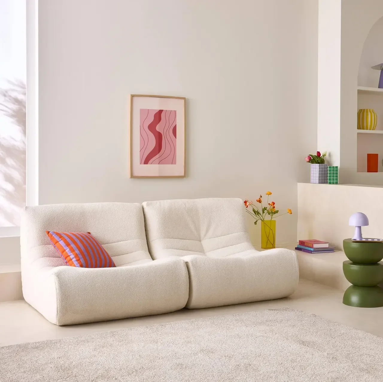Juego de 2 sillones modulares de bouclé texturizado - Asientos cómodos para salón