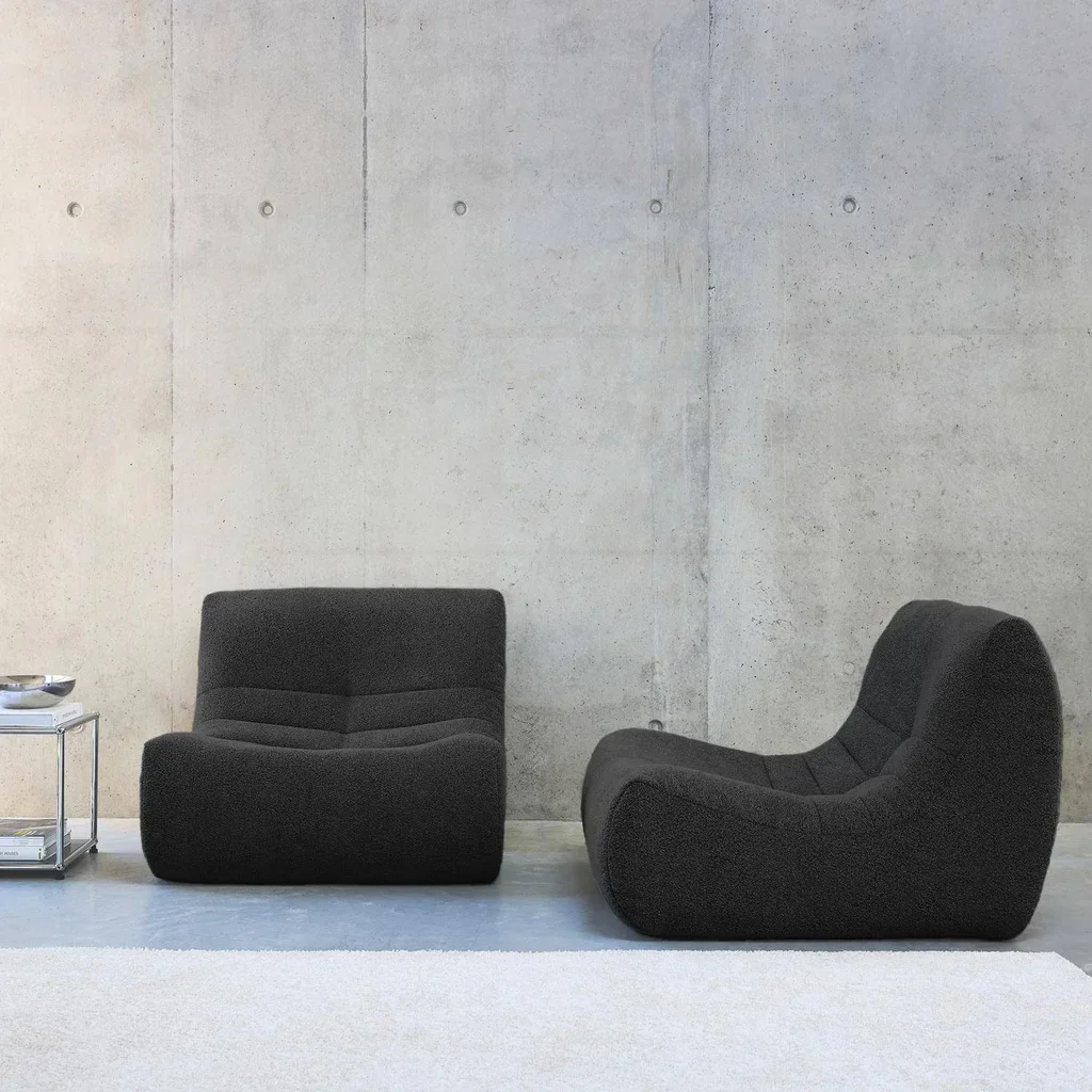 Set de 2 sillones relax modulares Sokol de tela bouclé texturizada