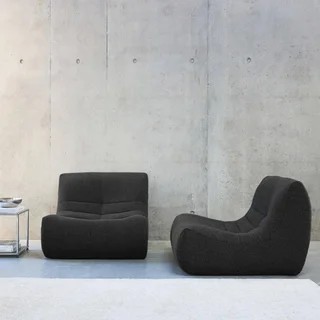 Set de 2 sillones relax modulares Sokol de tela bouclé texturizada