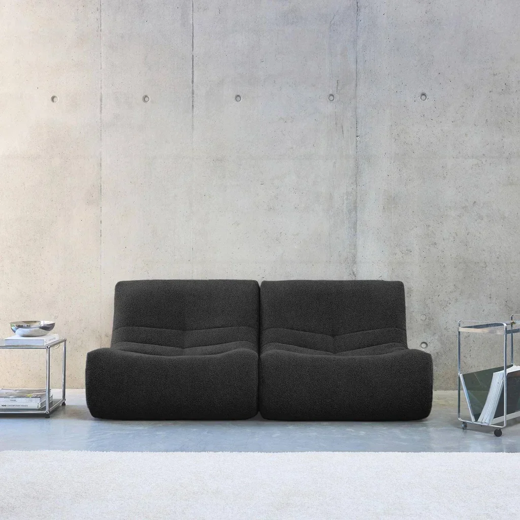 Set de 2 sillones relax modulares Sokol de tela bouclé texturizada