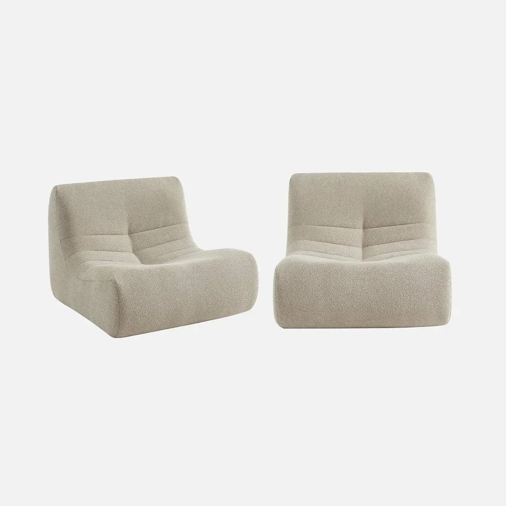 Butaca relax individual de bouclé texturado modular - Lote de 2 Sokol
