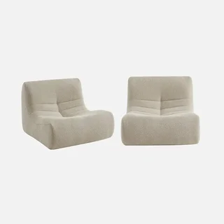 Butaca relax individual de bouclé texturado modular - Lote de 2 Sokol