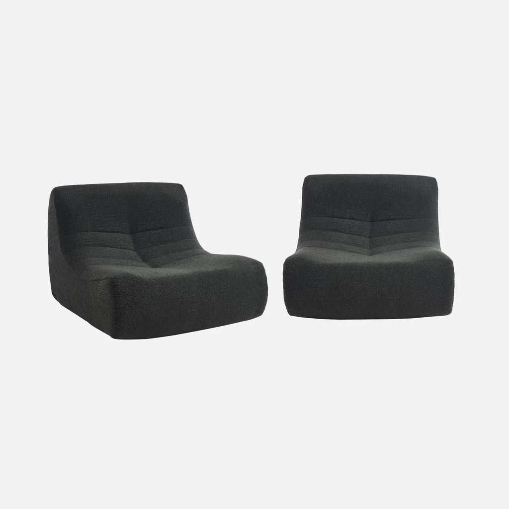 Set de 2 sillones relax modulares Sokol de tela bouclé texturizada