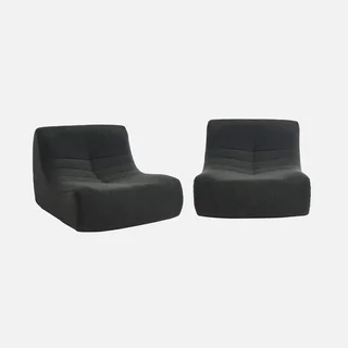 Set de 2 sillones relax modulares Sokol de tela bouclé texturizada