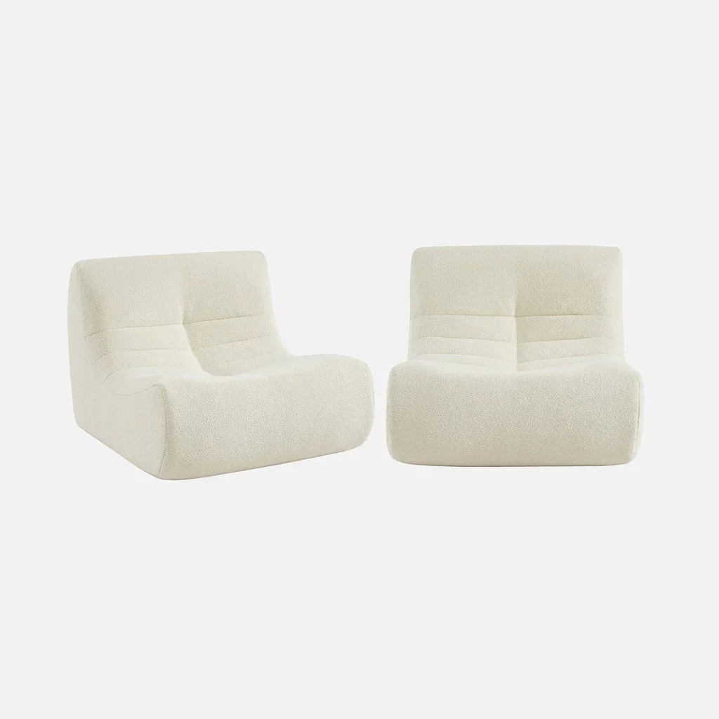 Juego de 2 sillones modulares de bouclé texturizado - Asientos cómodos para salón