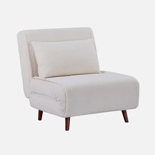 Poltrona convertibile 1 posto bouclé gambe legno noce - Guest