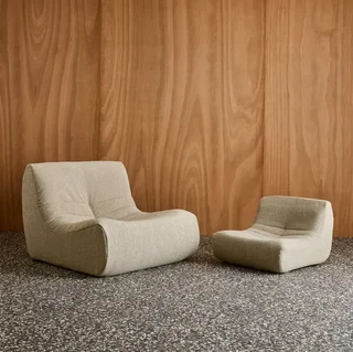 Kids single armchair textured boucle fabric soft cozy living room