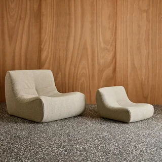 Kids single armchair textured boucle fabric soft cozy living room